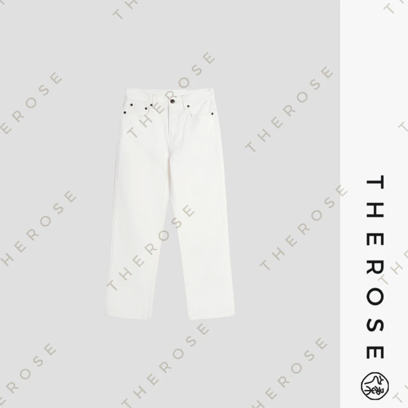 之柔【白马裤】土耳其进口白色直筒中腰牛仔九分裤秋冬气质休闲裤女