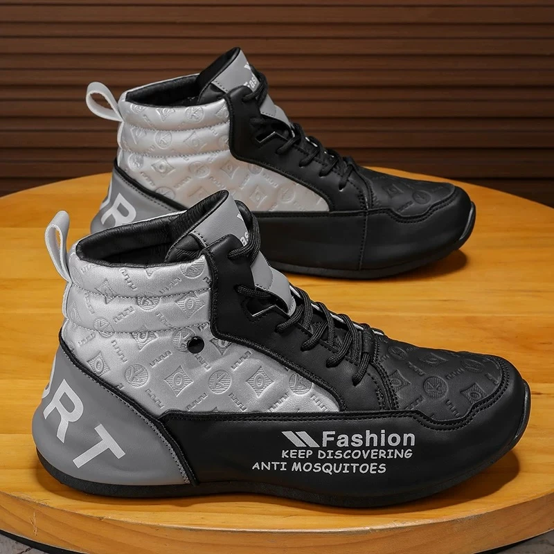 【真皮高帮】潮牌联名男鞋一脚蹬运动鞋皮包底百搭休闲轻便豆豆鞋