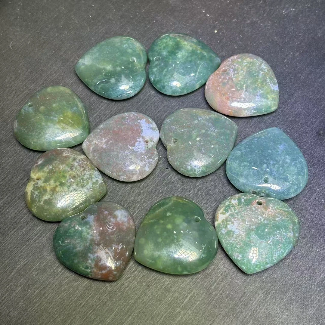 q2S7759-水草玛瑙爱心吊坠-配绳-多样性发其一