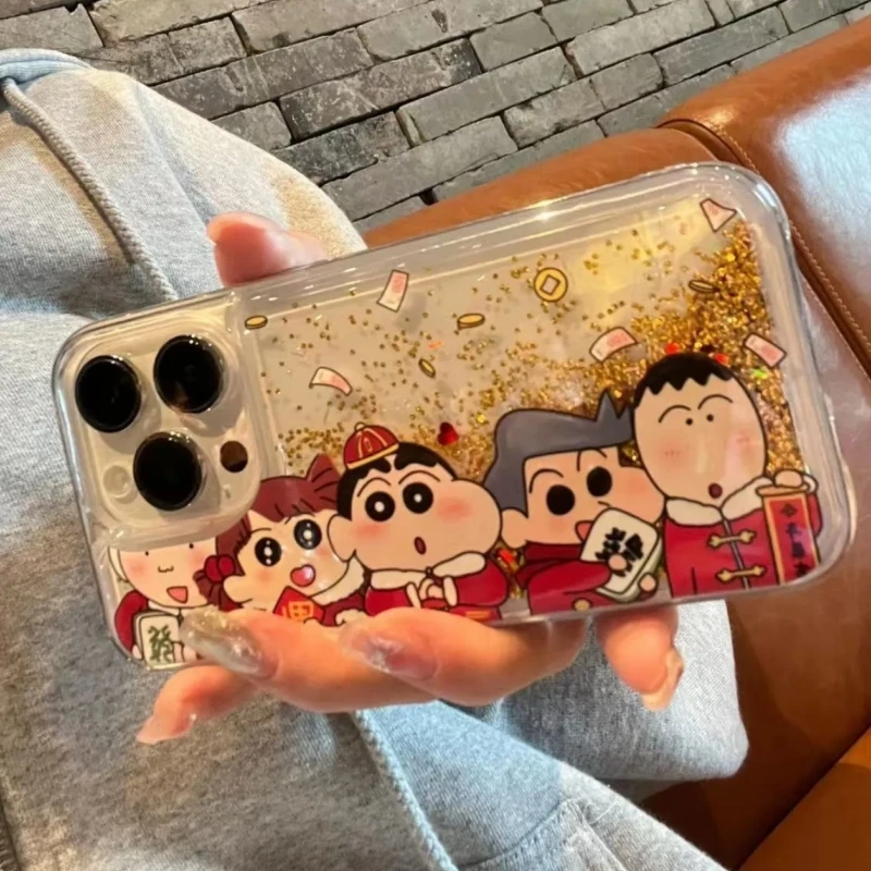 Lucky拜年小新适用iphone16流沙15pro手机壳华为viv小米15oppo套