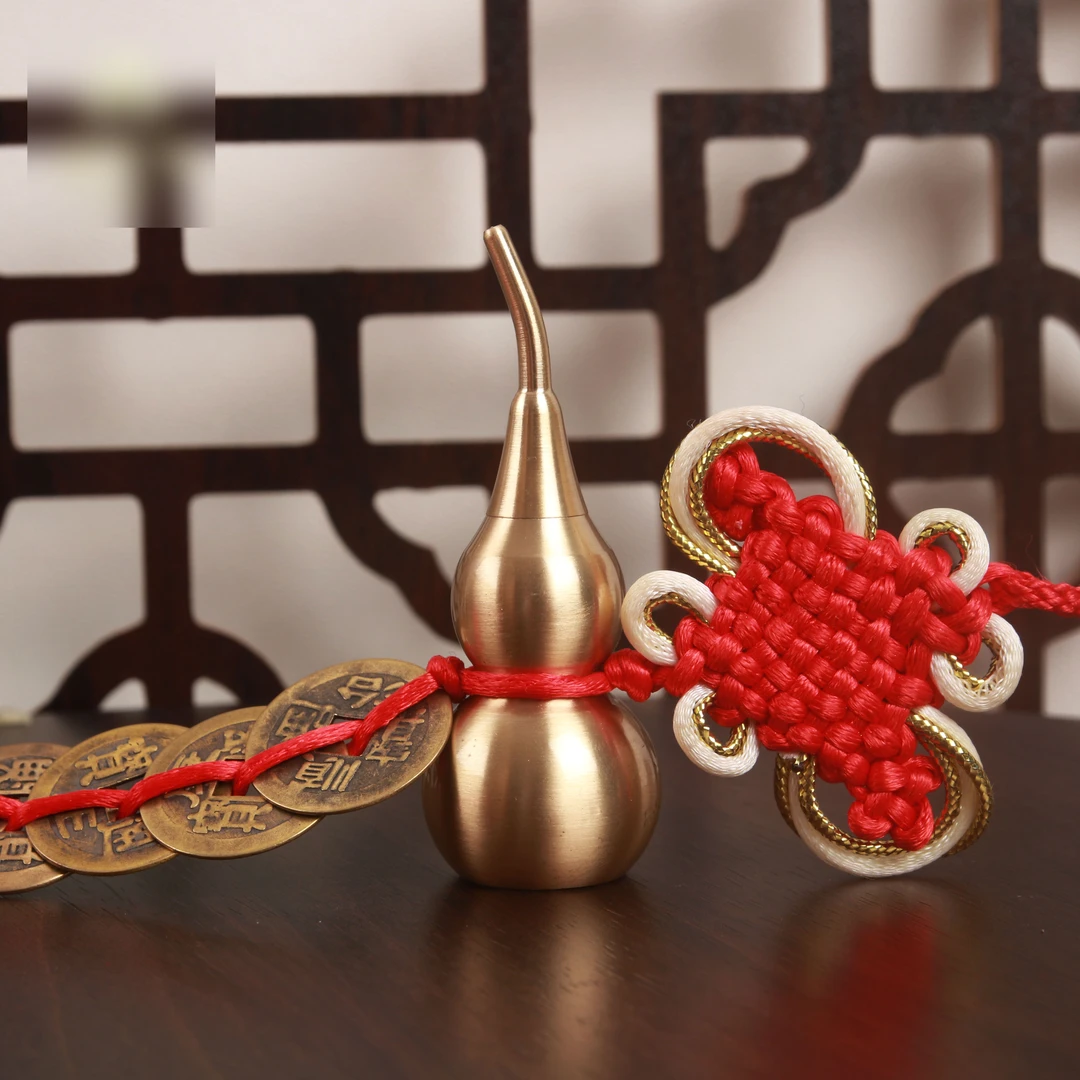 梵音珠宝 全黄铜开口葫芦五帝编织室内家居挂件 【0121】