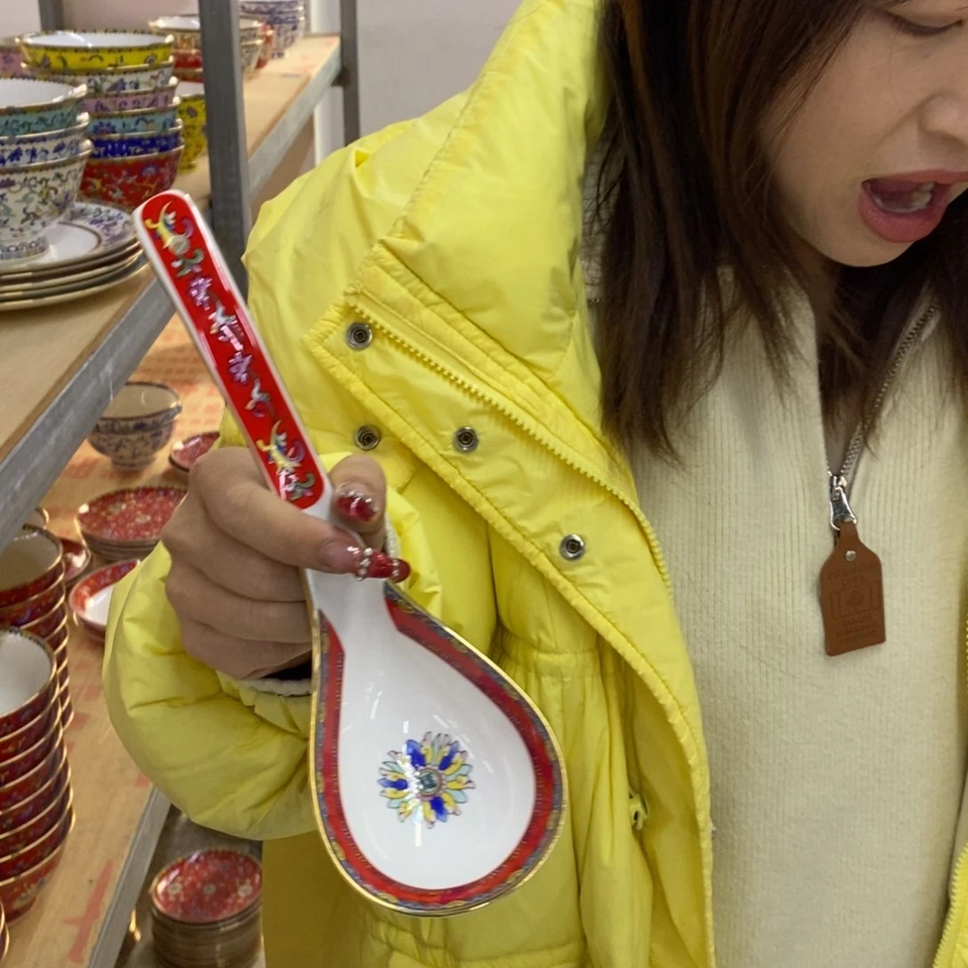 陶瓷1个大勺描金，，，，，，，，