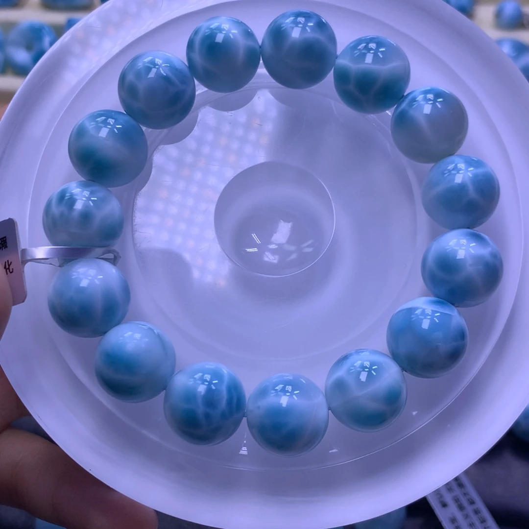 针钠钙石（海纹石）未镶嵌手串14+手串色差略异