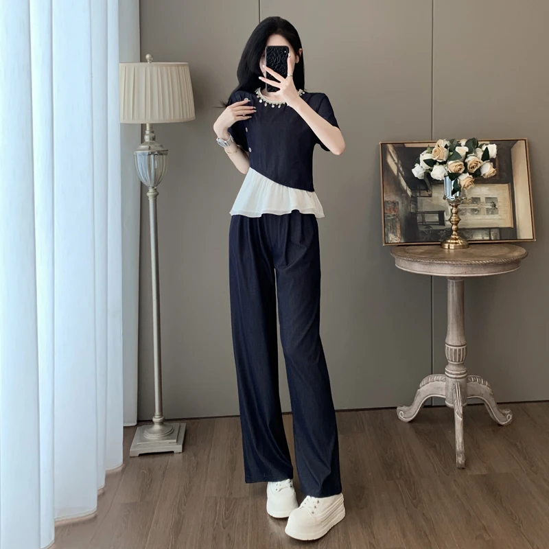 2025新款夏短袖时尚休闲运动套装女高级感气质显瘦洋气穿搭一整套