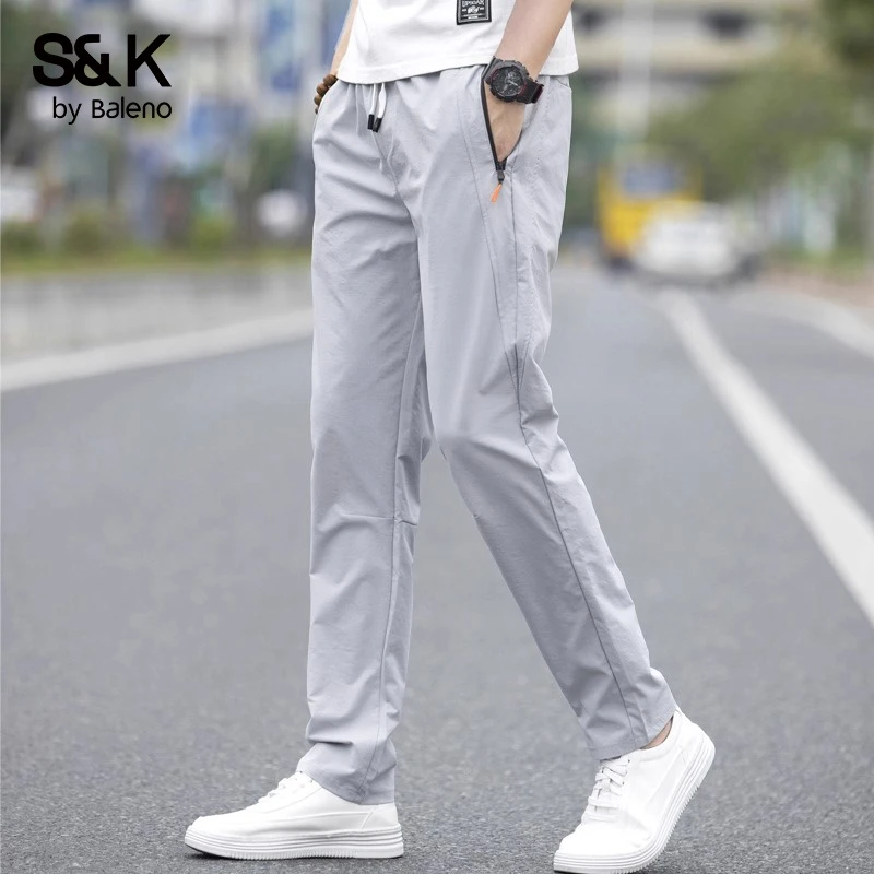 班尼路男士休闲裤夏季薄款直筒修身2025新款冰丝凉感速干弹力裤子