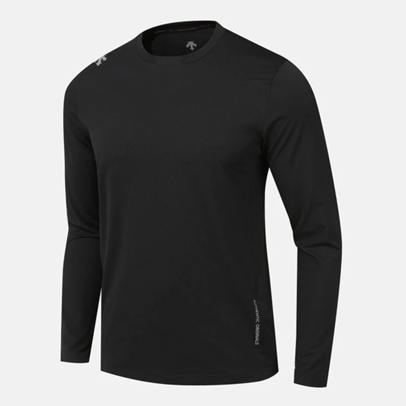 DESCENTE/迪桑特运动休闲圆领长袖T恤男女经典简约百搭SQ123RTL21