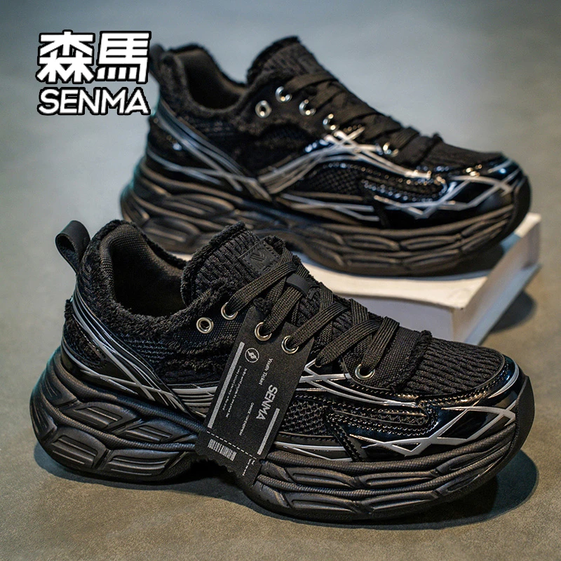 SENMA/森马复古老爹鞋2025冬季厚底增高百搭休闲网面运动鞋情侣款