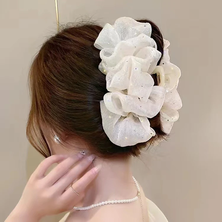 【直播现做】漂漆定制烫钻网纱抓夹发饰