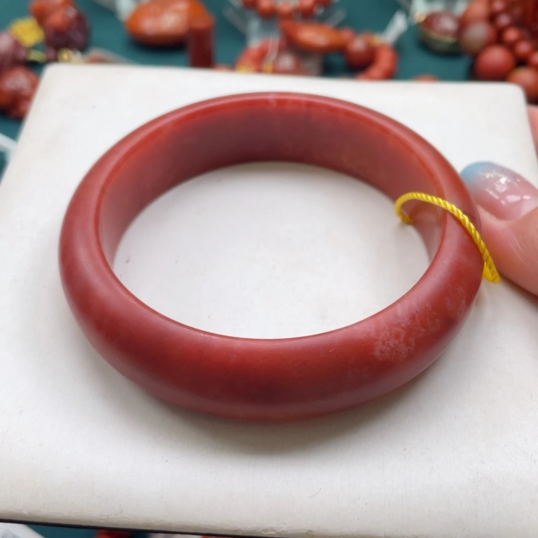 未镶嵌川料南红满肉手镯62+南红玛瑙红*红