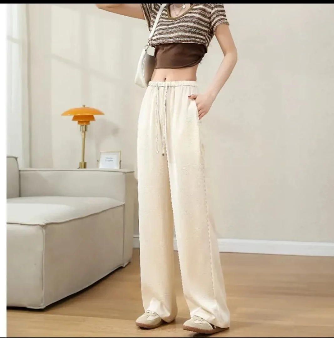 醋酸夏款舒适暗花国风阔腿裤