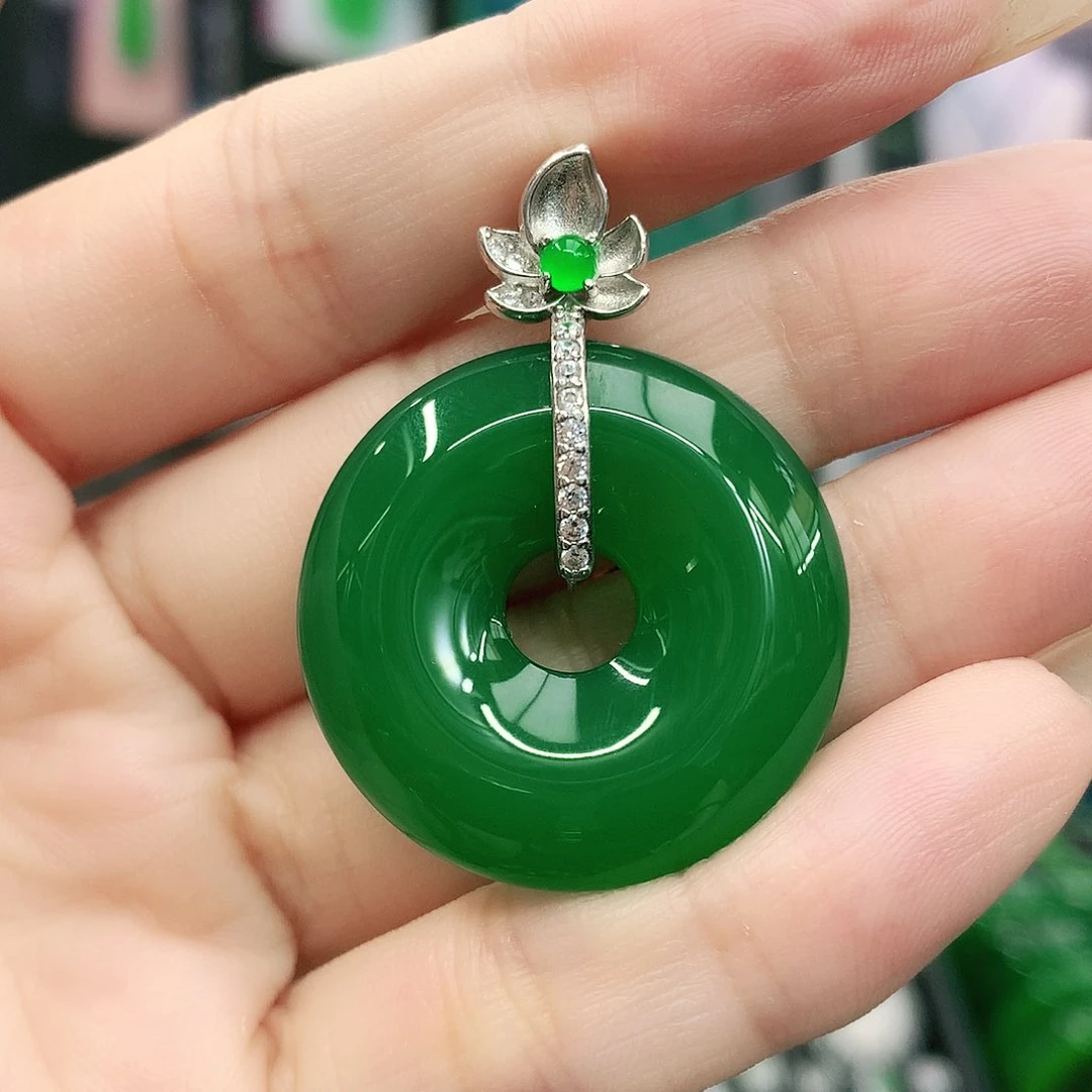 银S925镶嵌吊坠玛瑙/玉髓