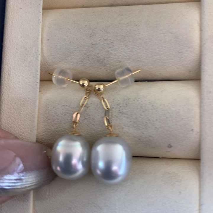 18K金镶嵌耳饰海水珍珠