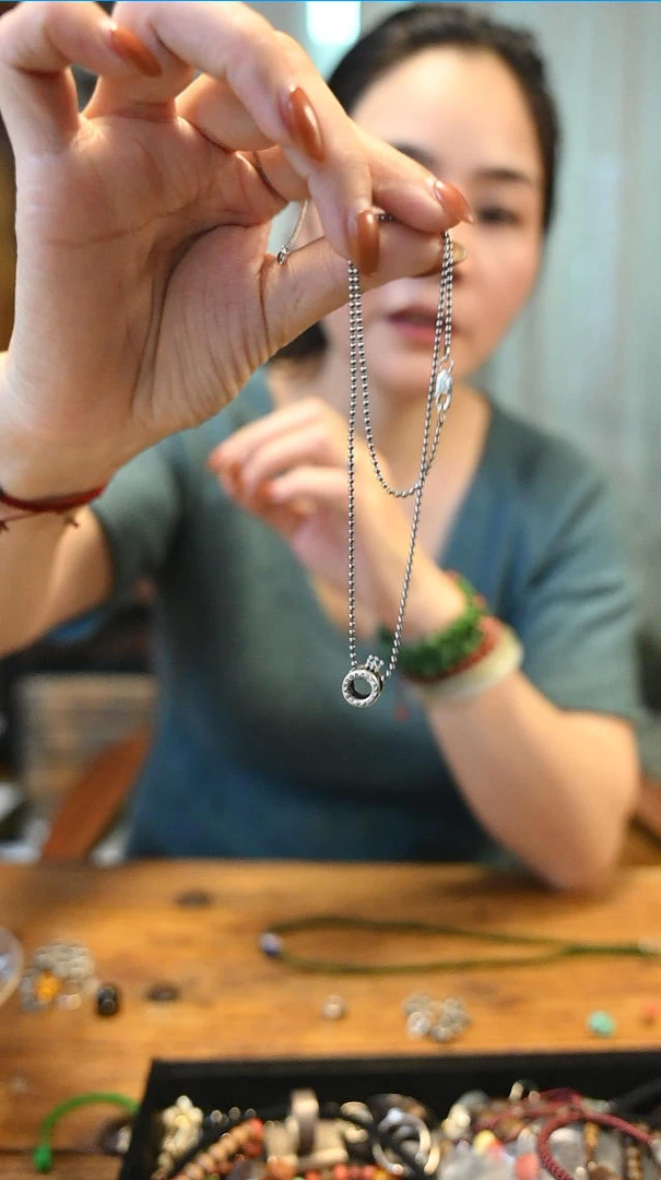 坠链均925银 小皇冠吊坠项链一套/40厘米长