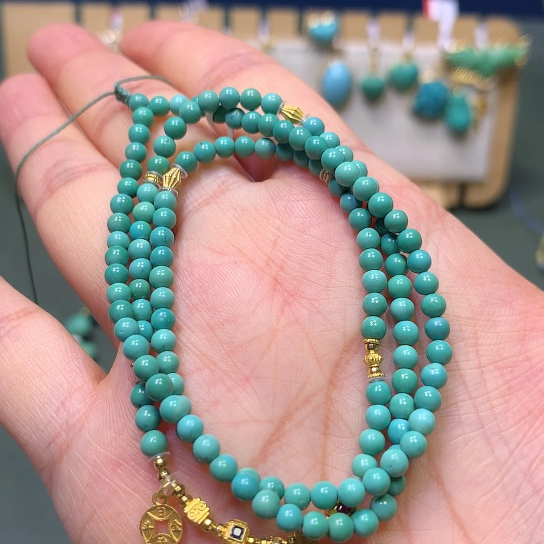 绿松石18K金镶嵌万能链