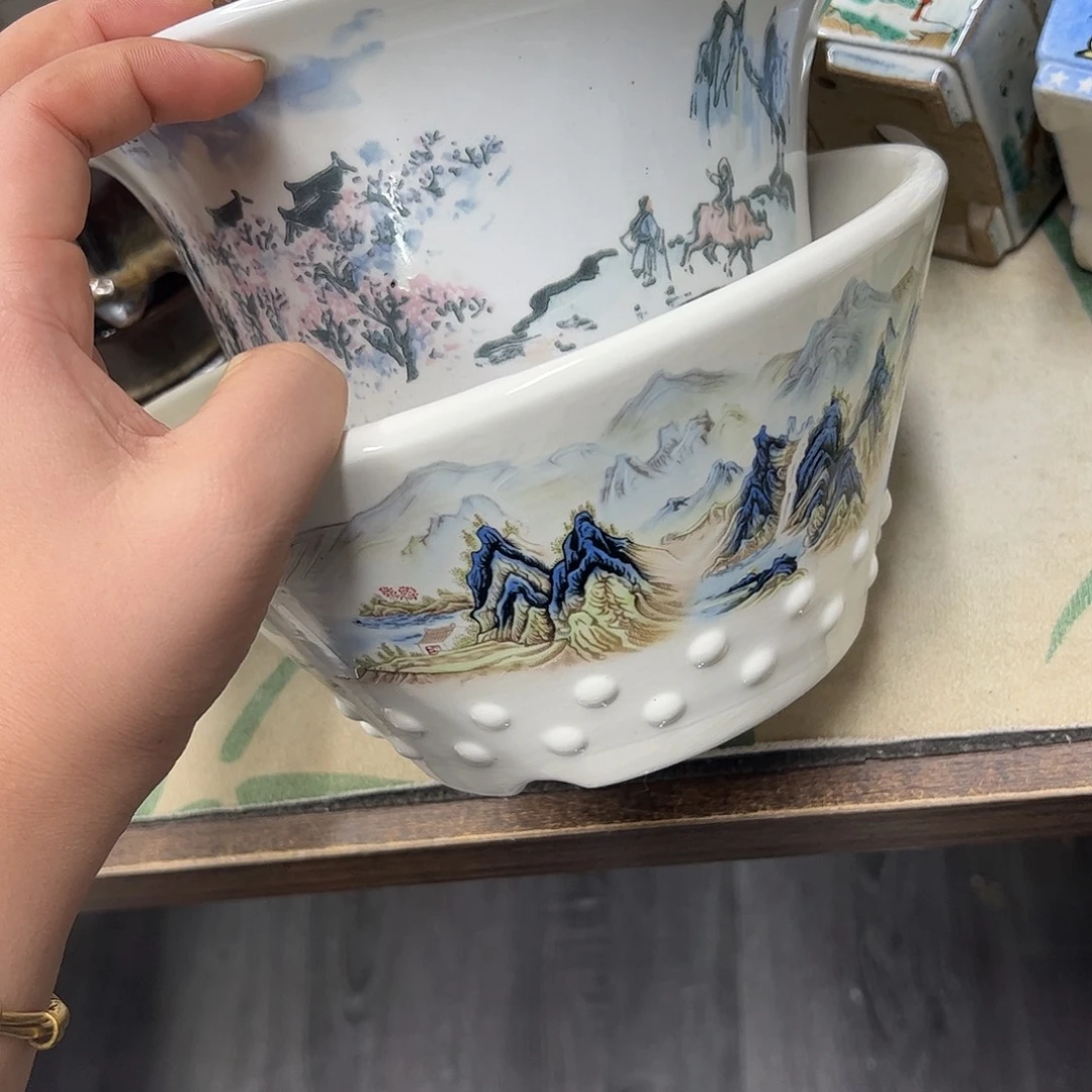 紫砂花盆360号瑕疵2个口不正处理介意勿拍20/10cm