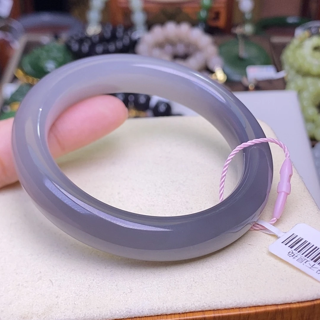 和田玉未镶嵌颈饰烟紫老料收藏毕业级手镯56圈