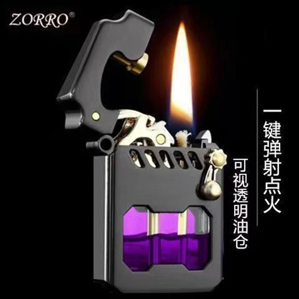 ZORRO/佐罗机甲鲲透明仓机械煤油打火机高颜值个性创意刻字礼品潮