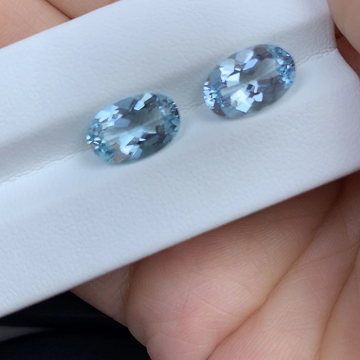 海蓝宝石裸石未镶嵌5.97ct海蓝宝一对