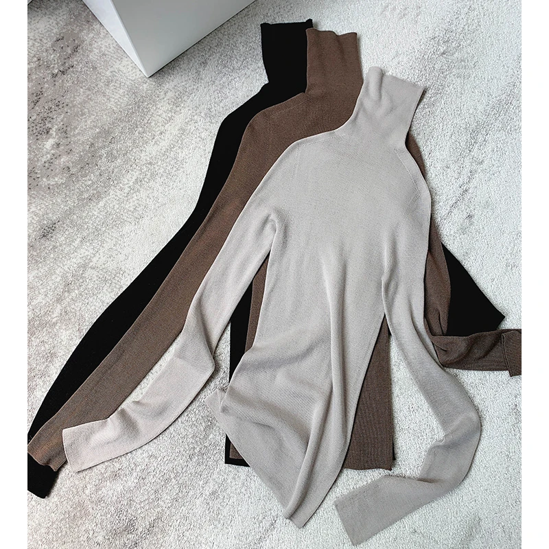 MYL 针织一体机羊毛打底衫2021秋冬新品修身打底套头上衣