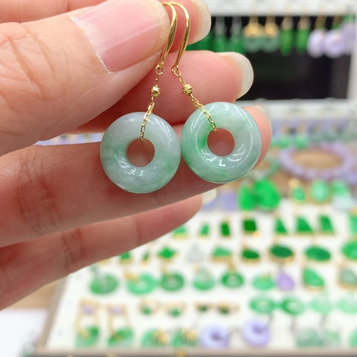 翡翠18K金镶嵌耳饰