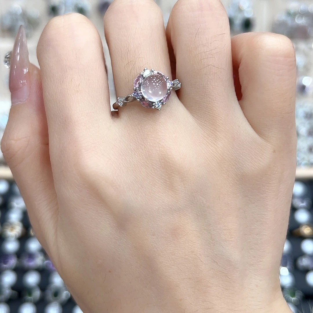 戒指银S925镶嵌水晶