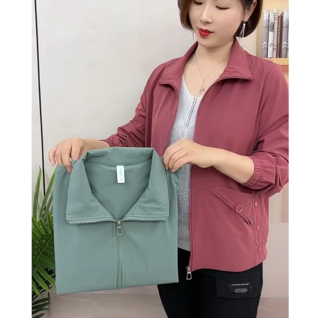 时尚休闲外套女薄款2025年夏季新款立领遮肚显瘦百搭夹克防晒服