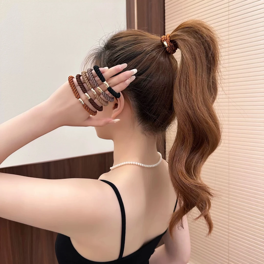2025新款头绳女高弹力耐用编织发圈百搭不伤发高马尾橡皮筋扎发绳