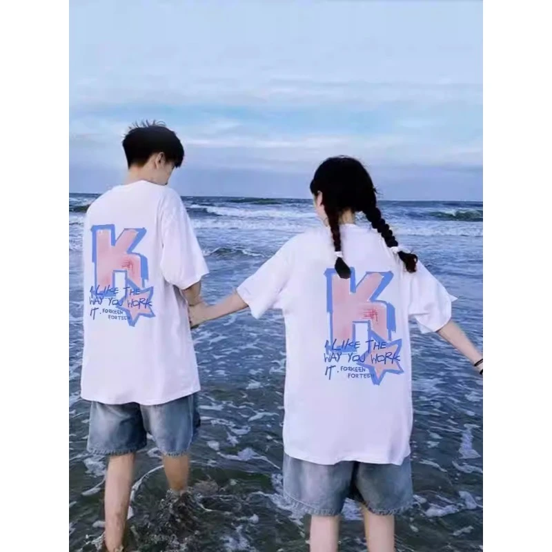 特大码300斤不一样的情侣装t恤2025新款夏季潮流潮牌百搭情侣短袖