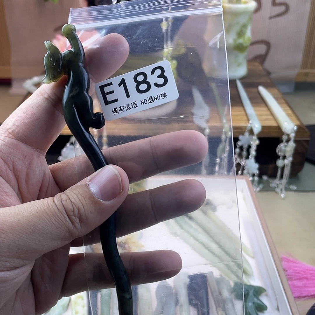 蛇纹石玉发饰银S925镀金镶嵌陌*£