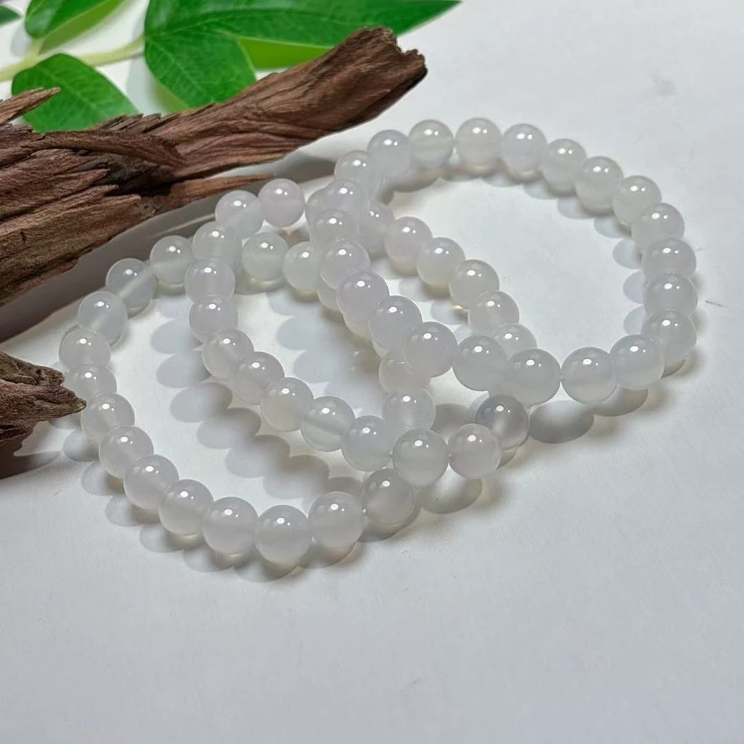 《老猪严选》APD-002天然玛瑙玉髓圆珠手串约8mm多样性发其一