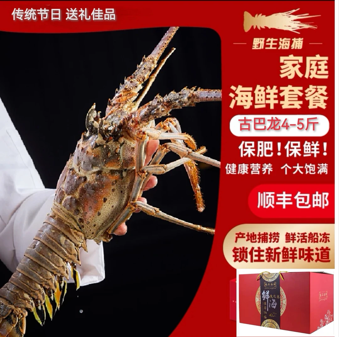 【古巴龙套餐】龙虾4-5+帝王蟹4.8-5.3斤 活冻液氮锁鲜 礼盒套餐