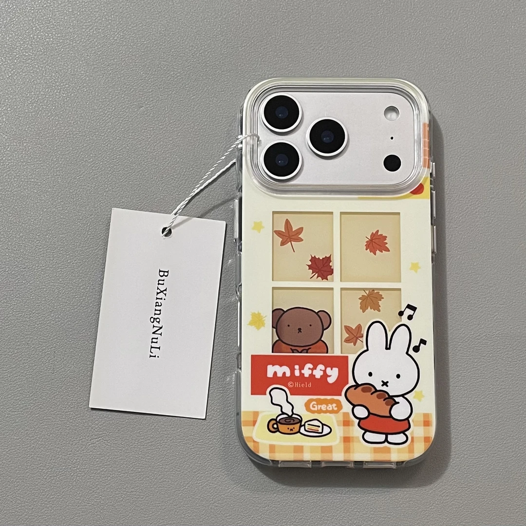 可爱窗户枫叶小熊米菲兔适用苹果17pro手机壳iPhone16全包15/14