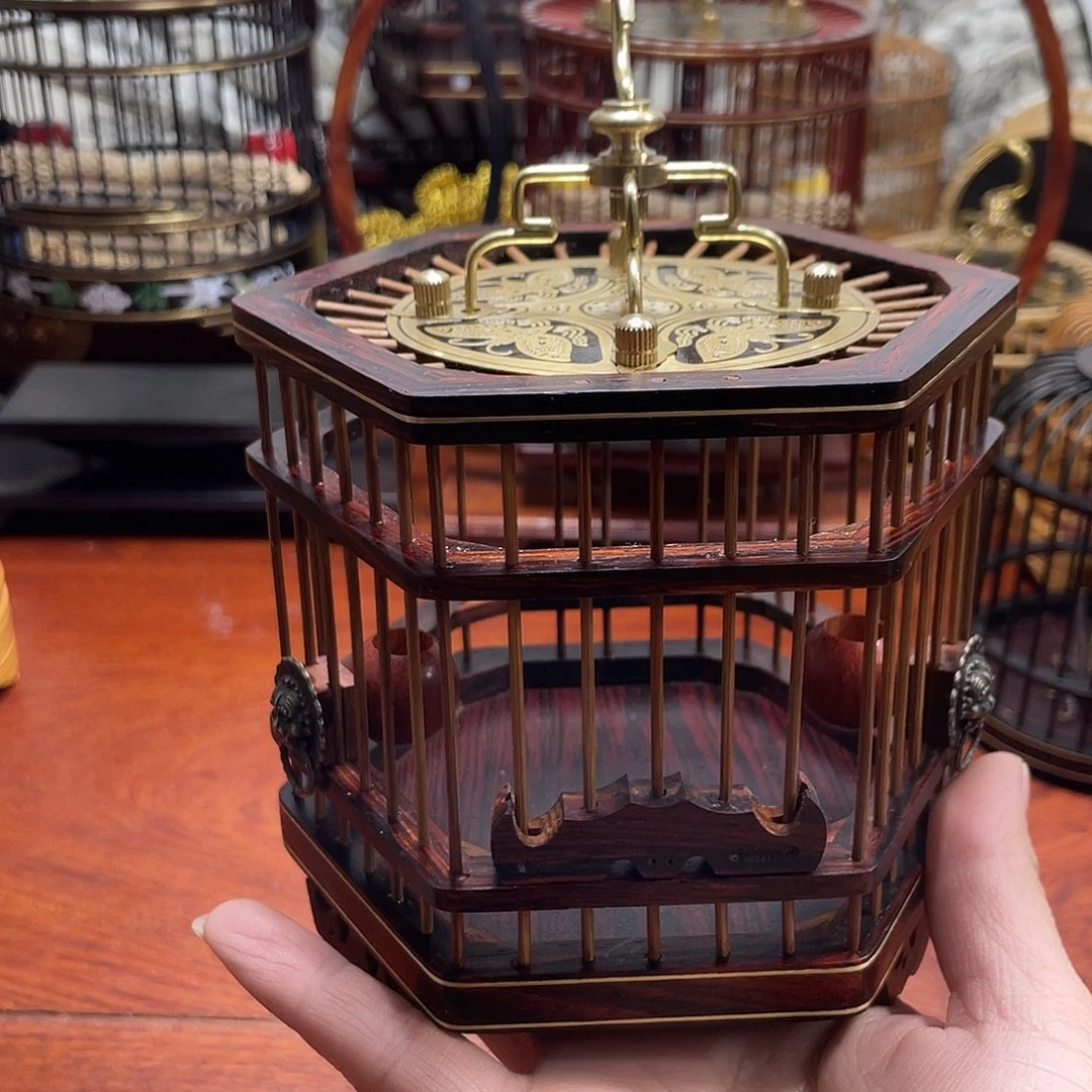 红木六角十三太保蝈蝈笼