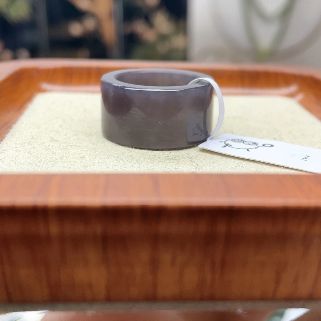 和田玉戒指未镶嵌紫*蝶葡萄紫直切18