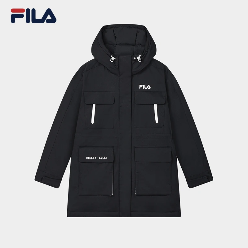 FILA斐乐女鸭绒羽绒服连帽加厚冬季85绒休闲保暖F11W449911F