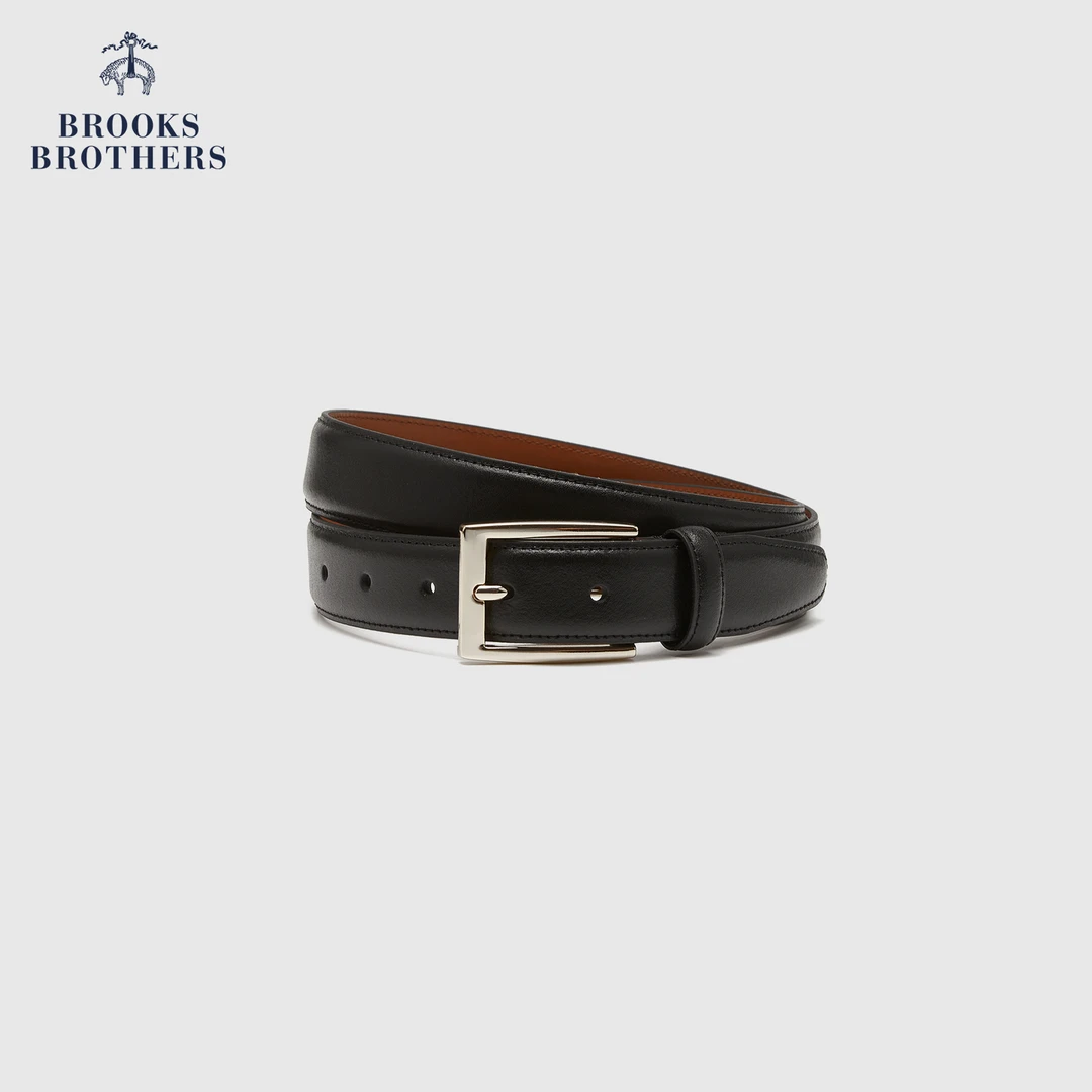 Brooks Brothers/布克兄弟男士25新品剖层牛皮革金色方头搭扣皮带