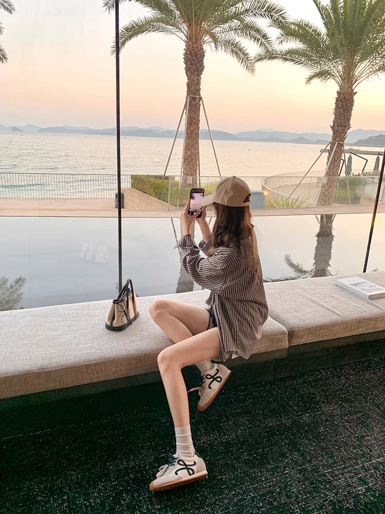 【内增高7公分】德训鞋2025春季小众时髦平底复古阿甘休闲鞋