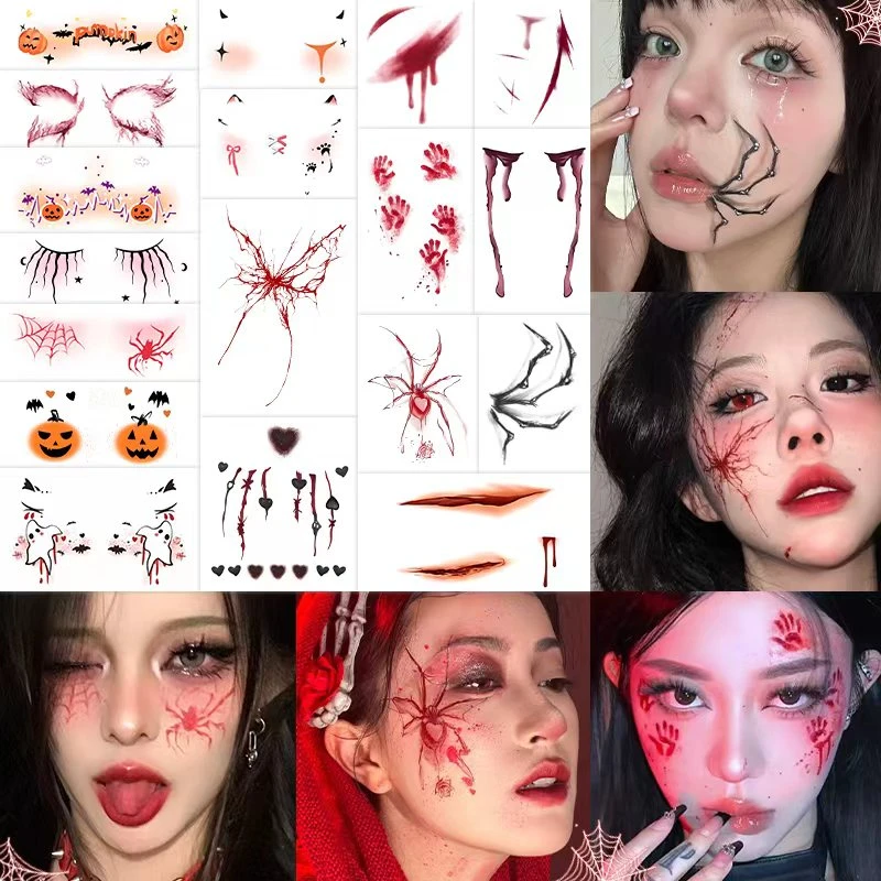 万圣节妆容脸贴高颜值蜘蛛幽灵南瓜伤疤小丑COS派对防水防汗逼真