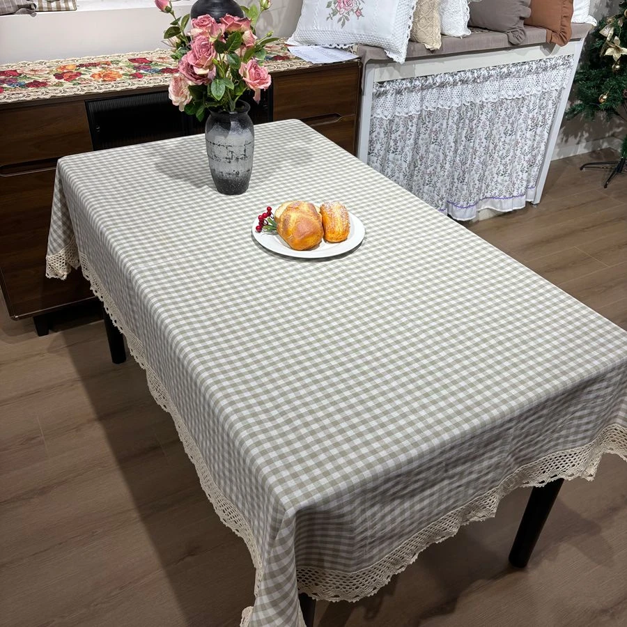 红色小方格桌布小清新长方形书桌垫北欧风茶几餐桌布