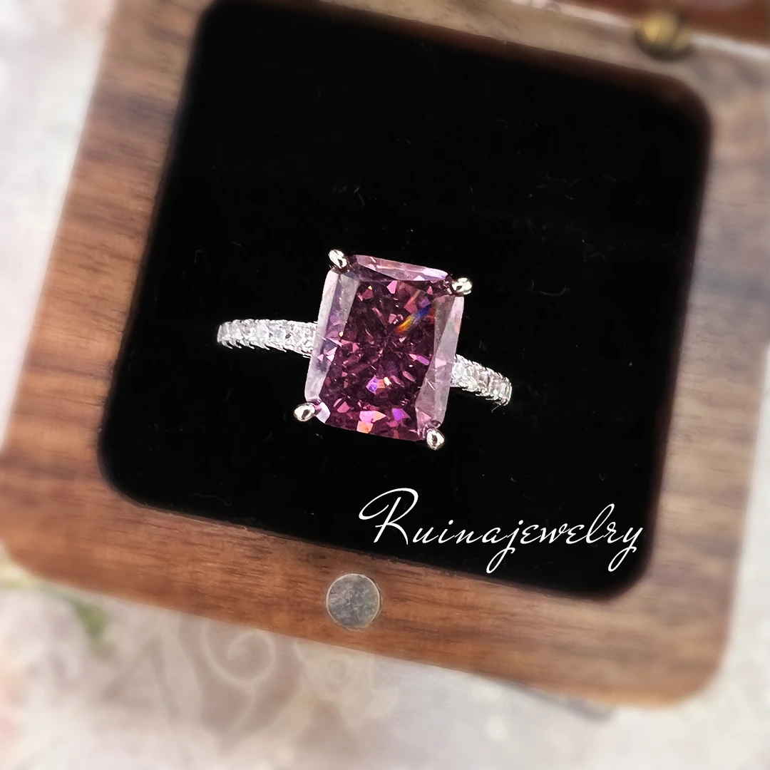 铜合金戒指 干枯玫瑰冰花切长方经典轻奢小众百搭气质法式少女