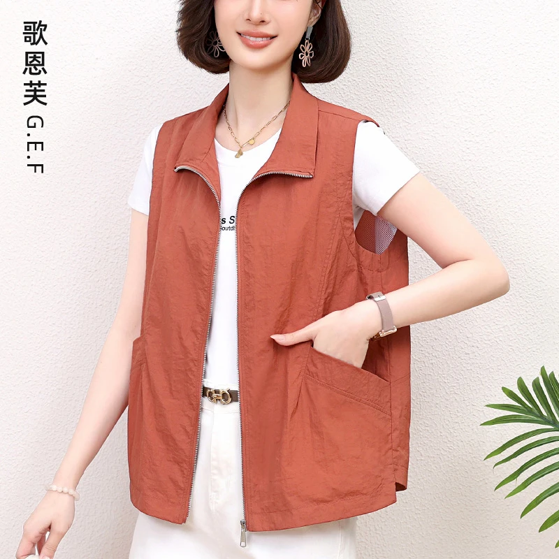 马甲女短款春夏薄款2025新款中年妈妈早秋时尚外穿休闲马夹外搭