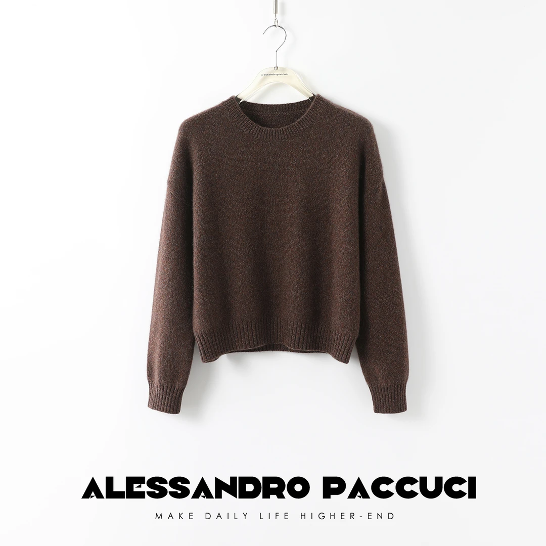 AP洛哥23726X 圆领100羊绒软糯花纱保暖时尚百搭长袖针织套头衫