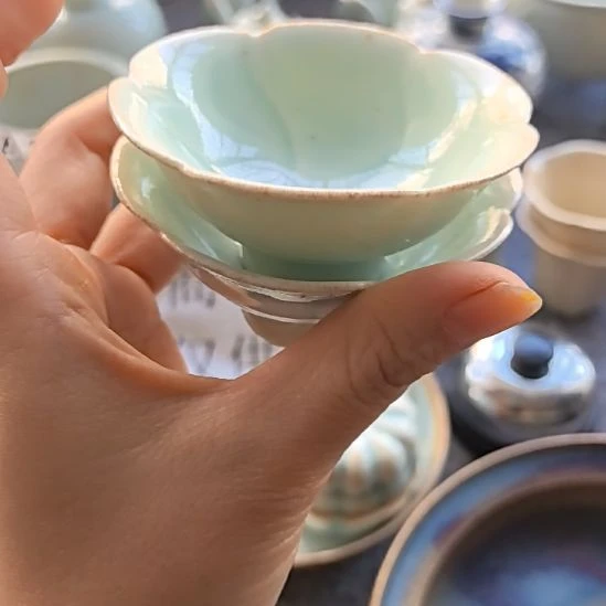 天***心瓷片湖田窑杯2个全品