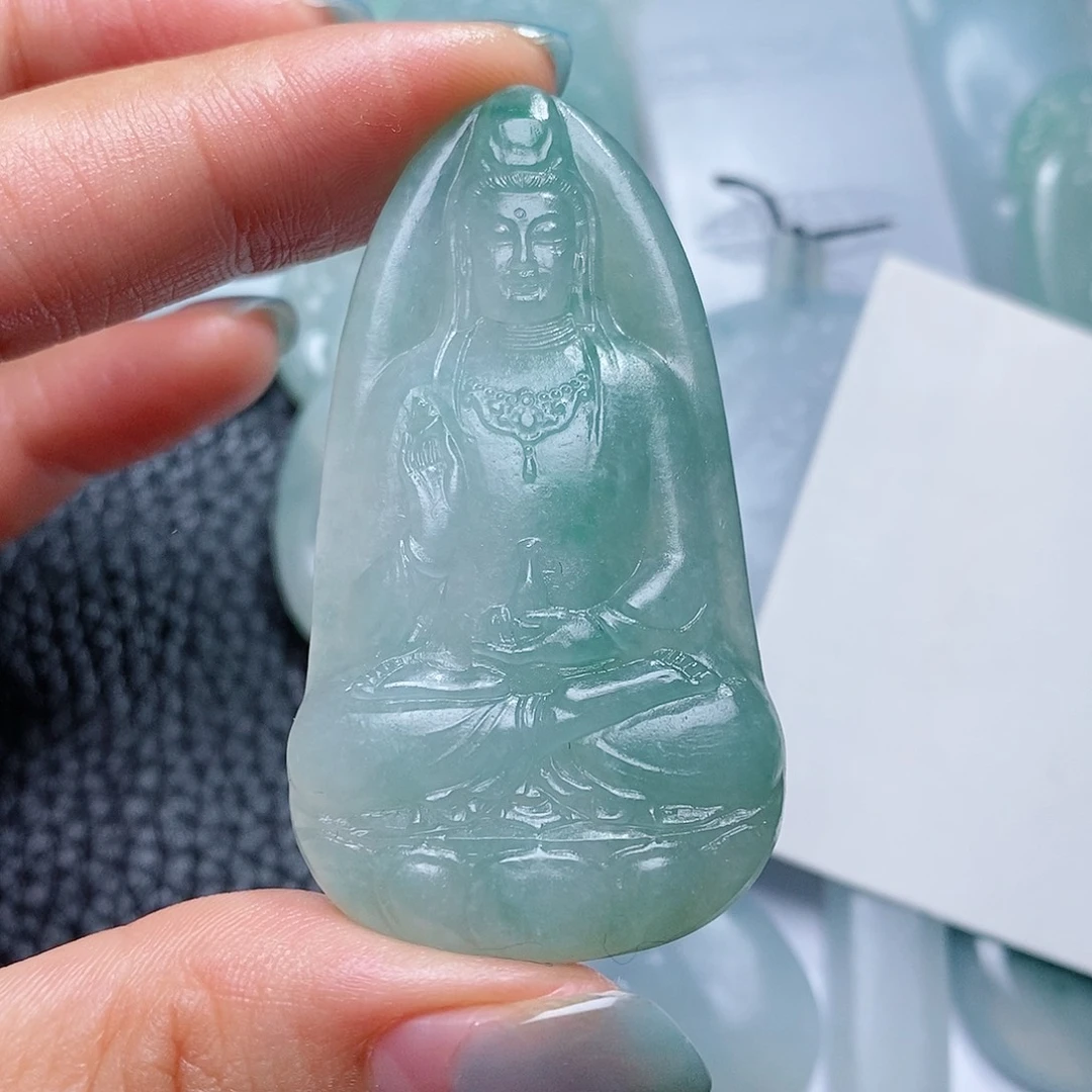 定制翡翠未镶嵌毛货付款后确认抛光