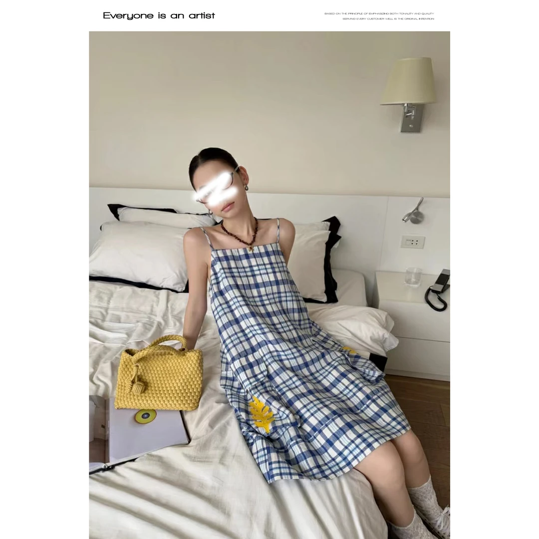 62089 背心式大口袋印花连衣裙夏款