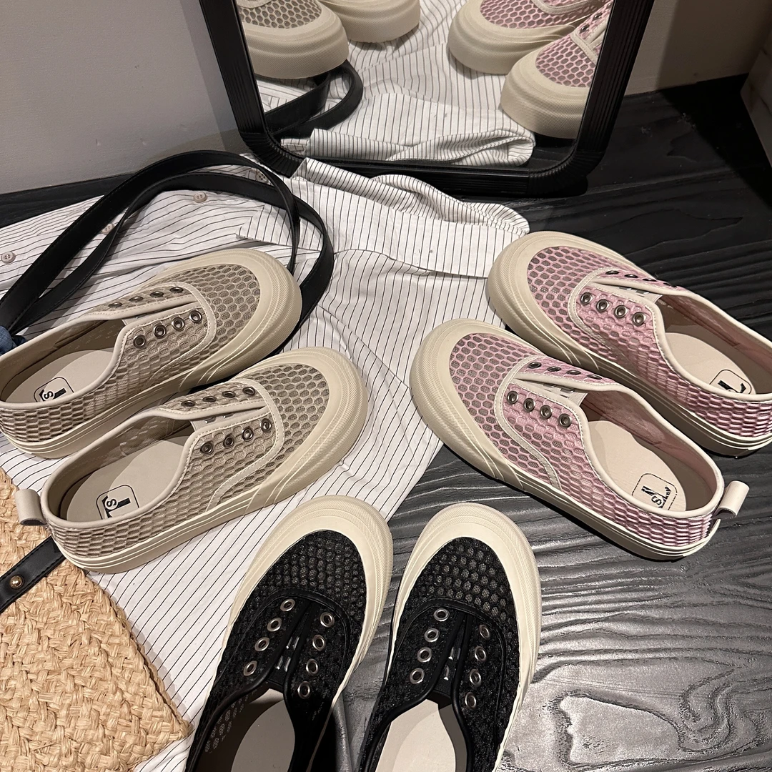 TS休闲鞋2025春季新款透气网纱平底小白鞋百搭休闲鞋MTX47336-Y