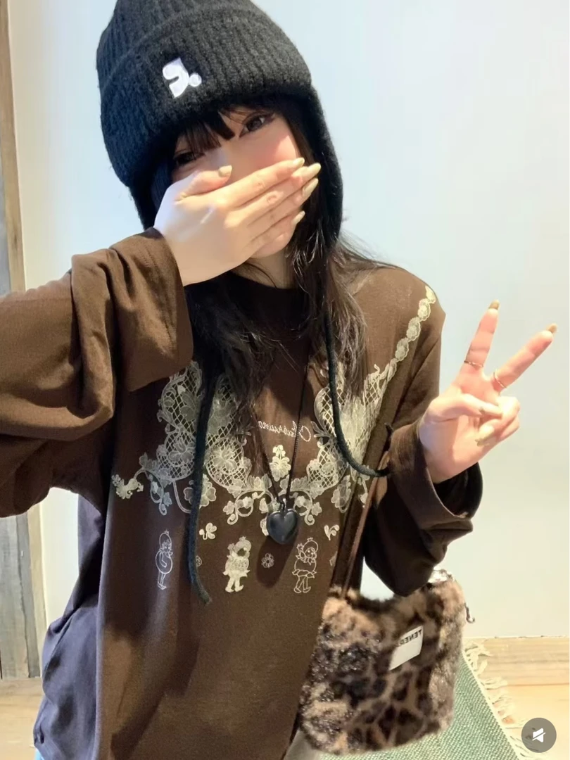 【11 Studio】设计师古着蕾丝印花宽松长袖