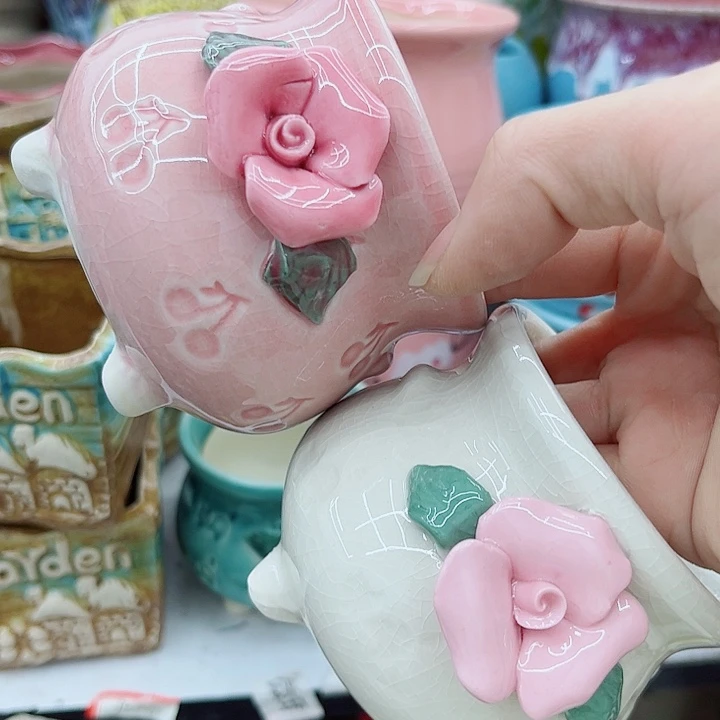 多肉绿植陶瓷花盆9.9包邮，有孔