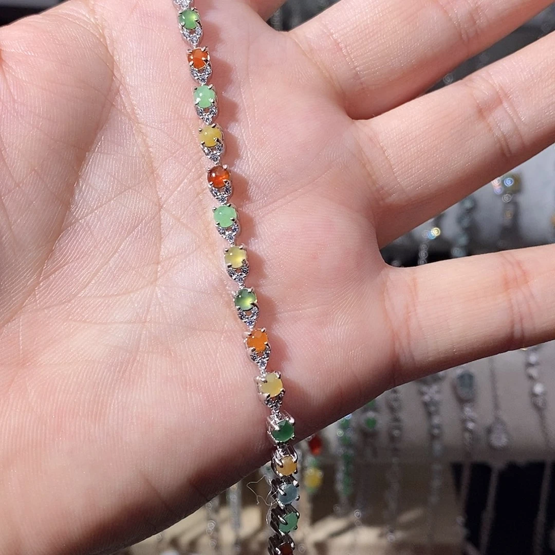 翡翠银S925镶嵌手链