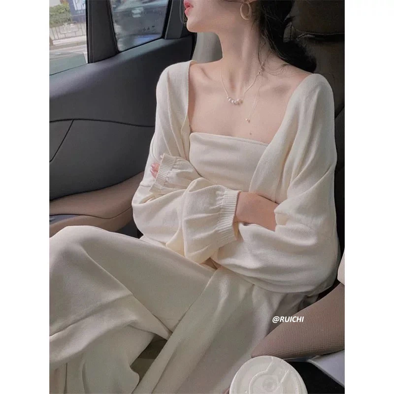 法式少女温柔秋季新款2025针织开衫薄款慵懒风针织开衫上衣